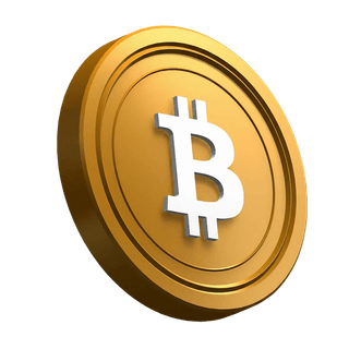 Bitcoin-BTC-Münze, schräg gezeigt, als grafisches Element in der Hero-Section