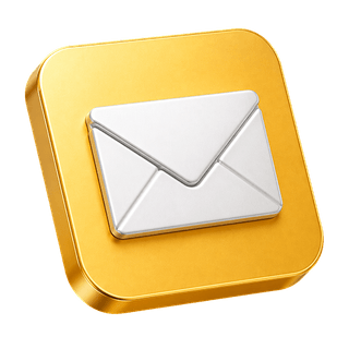 3D-Icon eines E-Mail-Umschlags als Zierelement auf der Kontaktseite